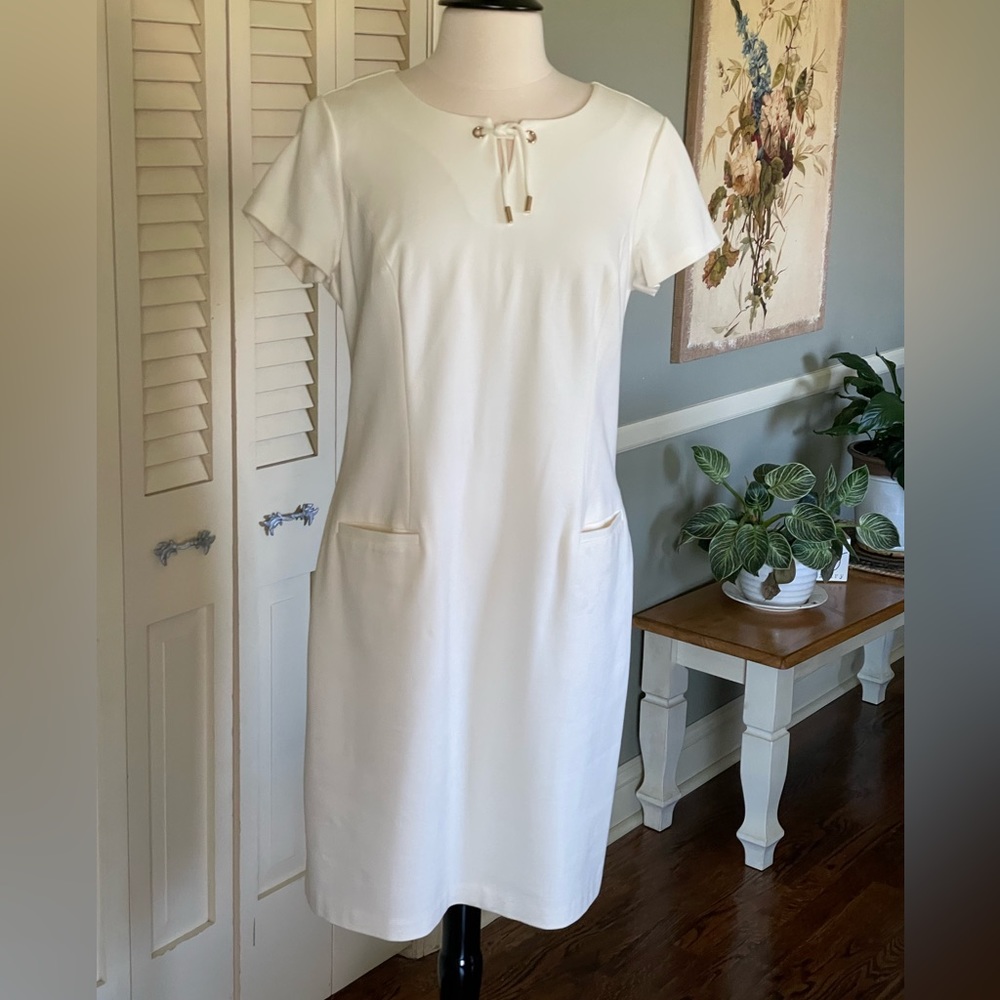 Talbots Classic Off white/Cream scoop neck short sleeve dress.  NWOT